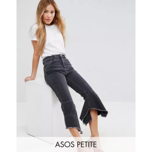 ASOS Petite Denim - ASOS Farleigh high waist black jeans cropped flare